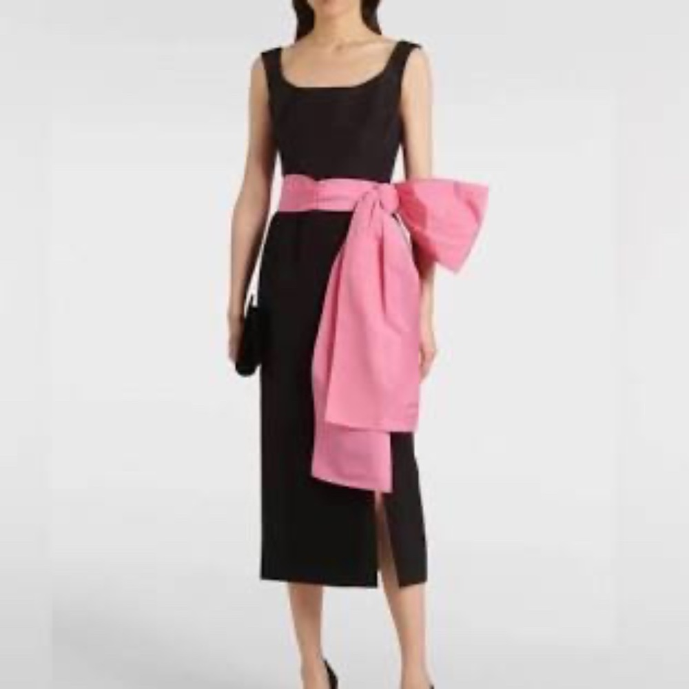 New with tags- Black scoop neck mini cocktail. dress black with dramatic pink sa